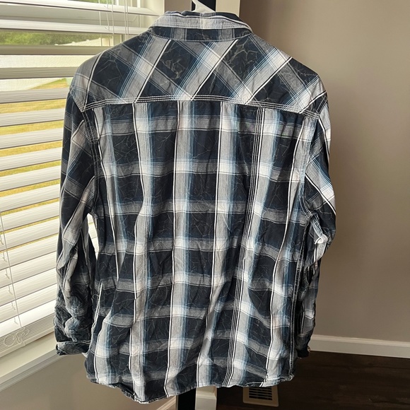 BKE Navy White Plaid Button Down - L - Picture 3 of 8